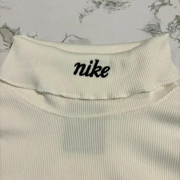 NIKE Turtleneck Ribbed Sweater Top in White, Size XS - Picture 7 of 12